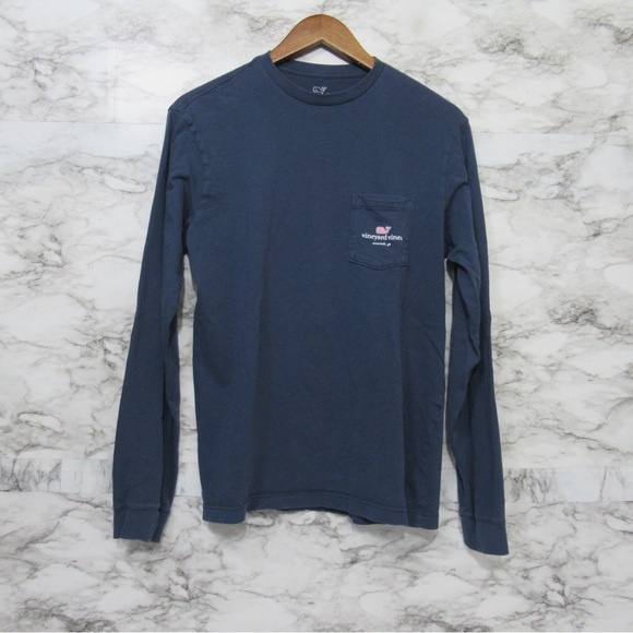 Vineyard Vines Men’s I Love Savannah Georgia Long Sleeve Pocket Tee Size XS Blue - Picture 4 of 12